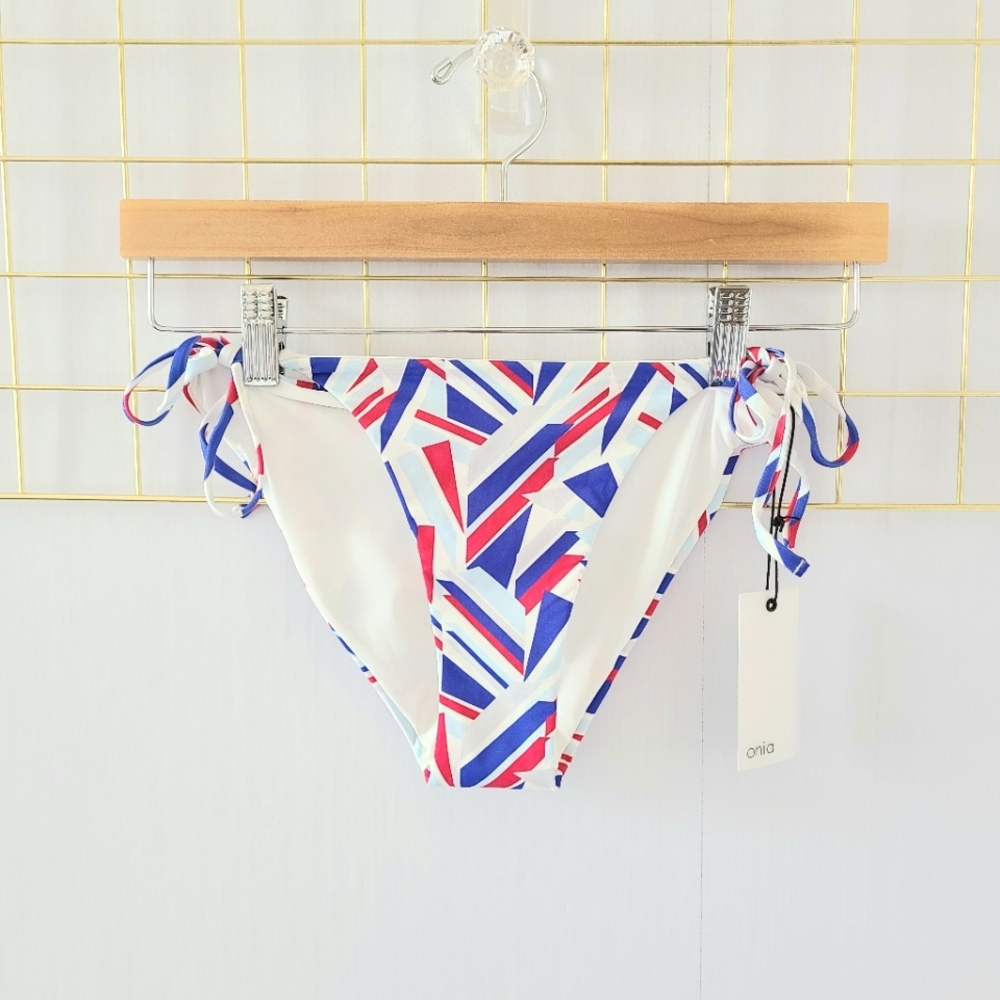 NWT Onia Kate Red Blue Nautical Geometric Bikini Bottom